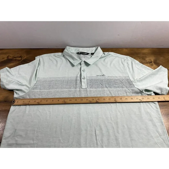 Travis Mathew Polo Shirt Mens Size 2XL Mint Green Striped Golf Casual Retro - Picture 5 of 7